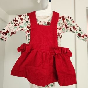 Carter's newborn onesie with dress. Red.